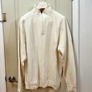 Cutter & Buck Men's Size XL 100% Pima Cotton L/S Qtr Zip Sweatshirt. White.